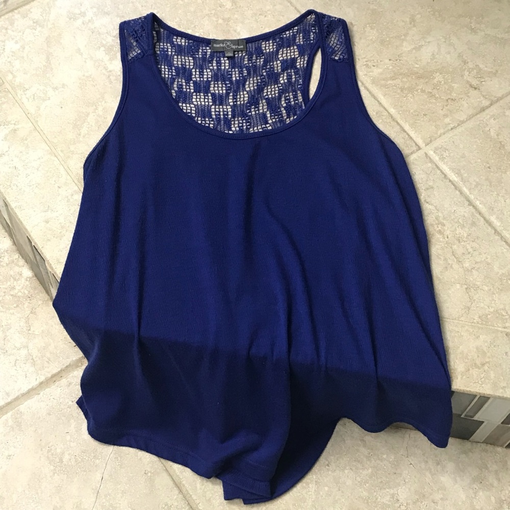 Market & Spruce Hi-Low Royal Blue Tank Top - Picture 6 of 8